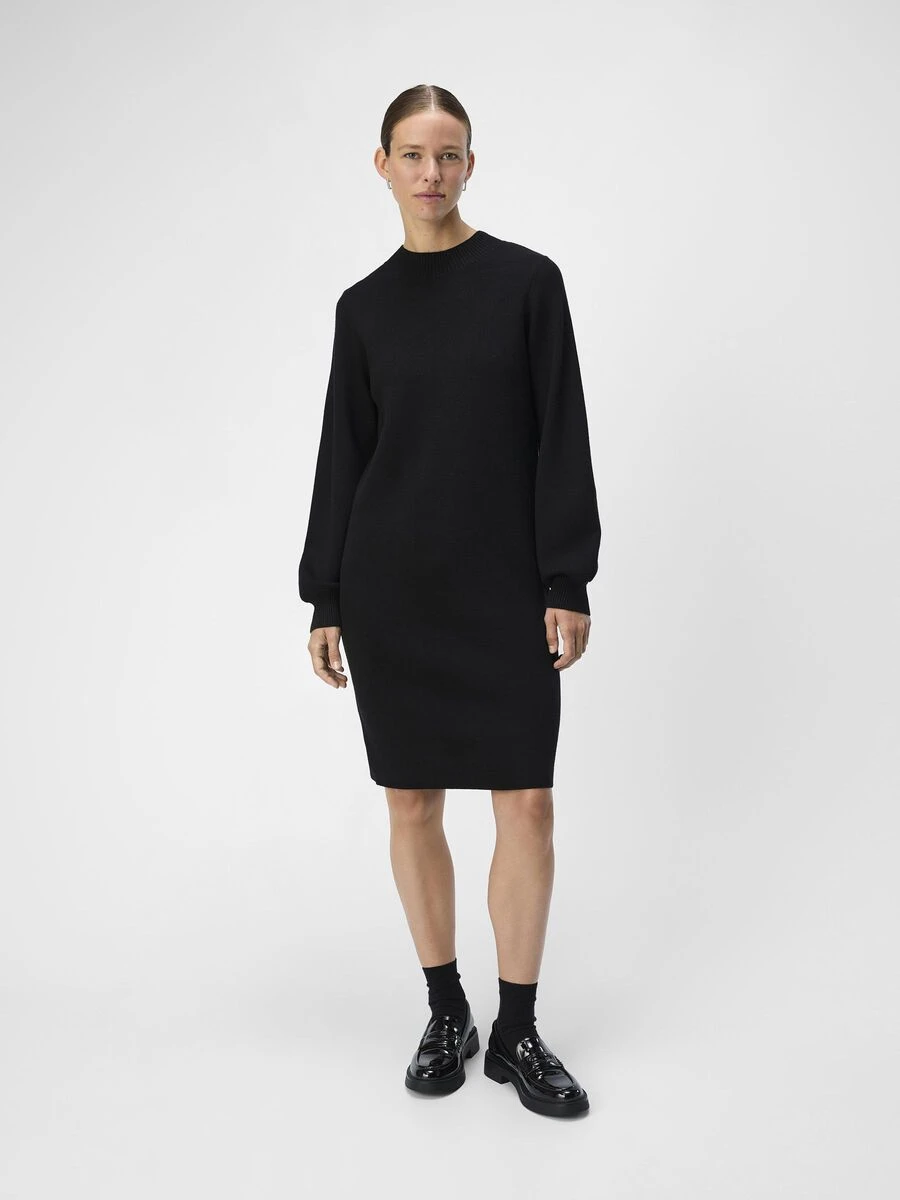 Robe en maille mi-longue à manches longues